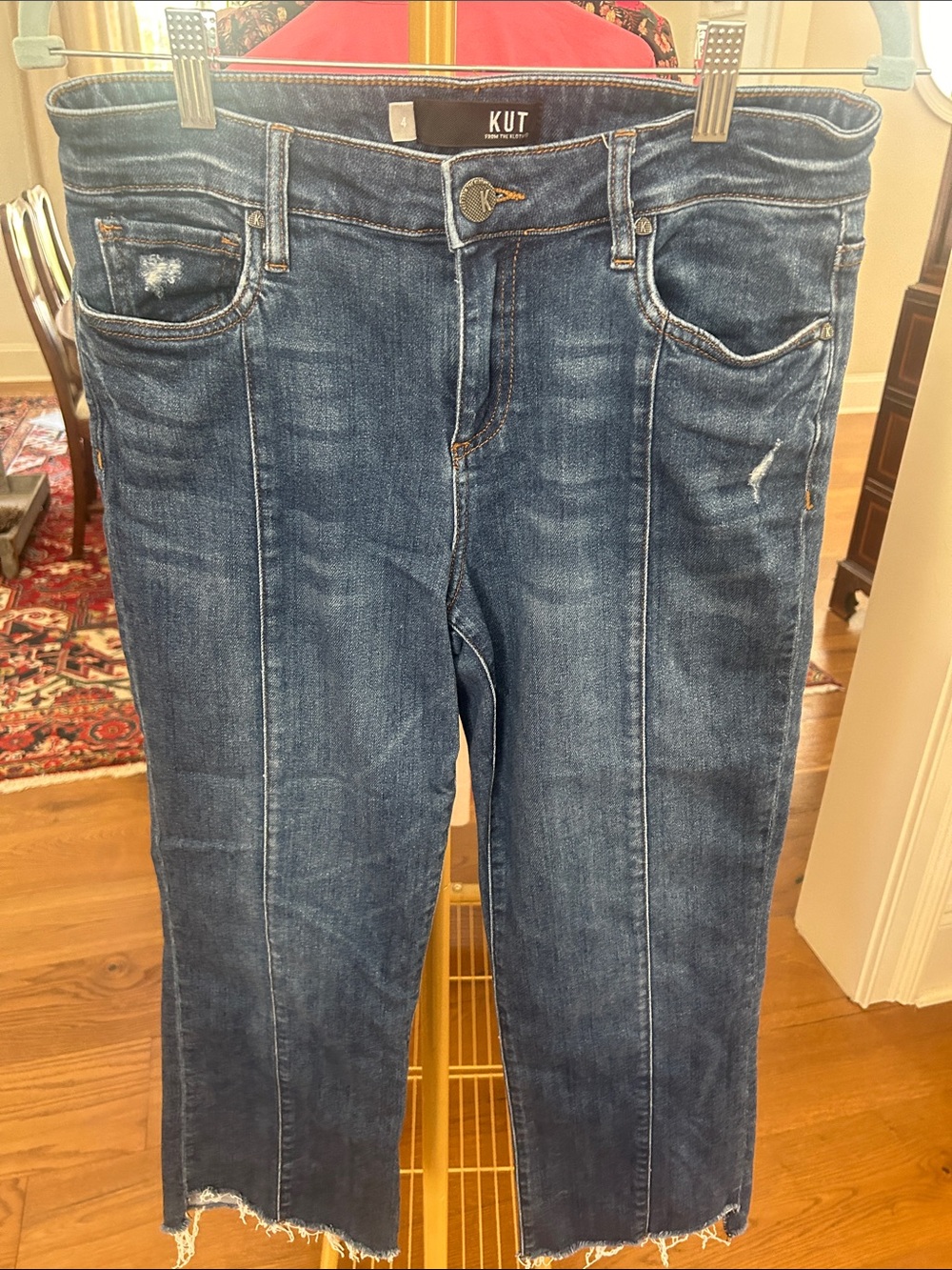 Kut from the Kloth Women's Medium Blue Cropped Straight Jeans